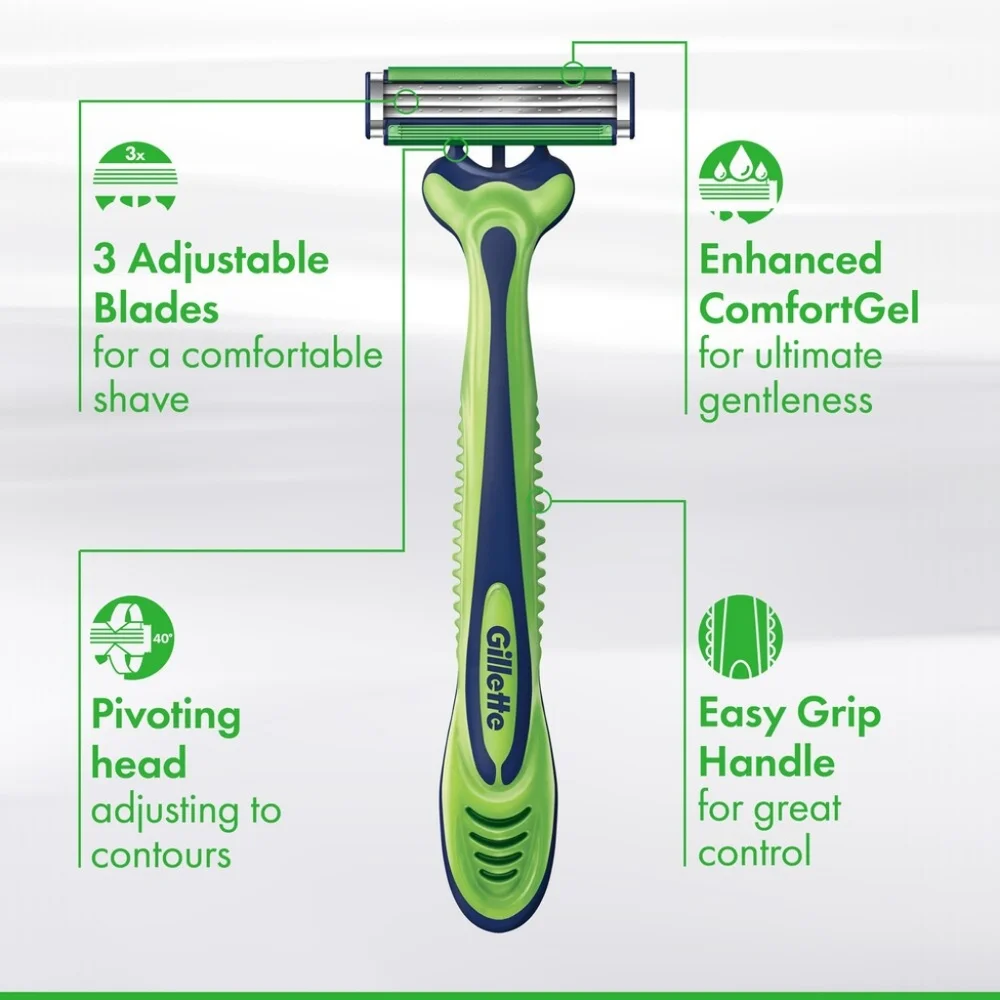 ⭐4/$15 Gillette Sensor3 Sensitive 3-Blade Disposable Razor, 4 CT - Picture 6 of 9